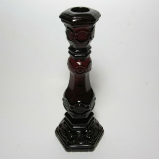 AVON 1876 Cape Cod Tall Candlestick Candle Holder Ruby Red Vintage Glass Bottle 2