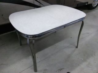 Vintage Formica Table - Cracked Ice - Gray/white W/leaf