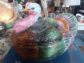 Vintage Turkey Bird Ceramic Cookie Jar Thanksgiving B.  B.  K.  Pottery Brad Keeler