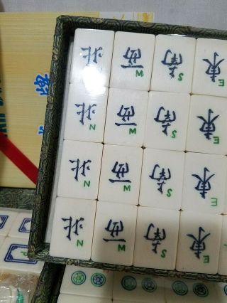 Vintage 70s Traditional CHINESE Mahjong MAH JONG Tile GAME Set w/ Case, 5