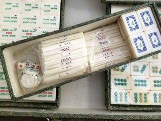 Vintage 70s Traditional CHINESE Mahjong MAH JONG Tile GAME Set w/ Case, 7