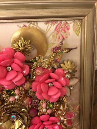 Vintage Jewelry Framed Art Designed Into Christmas Tree’s,  Angels,  Floral,  Etc. 3