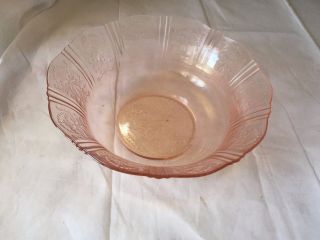 Vintage Depression Glass Pink American Sweetheart Elegant Serving Bowl Etched