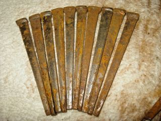 150 Vintage Square Head Nails Antique Wrought Iron Rusty Patina Cut Steel 3.  5 "