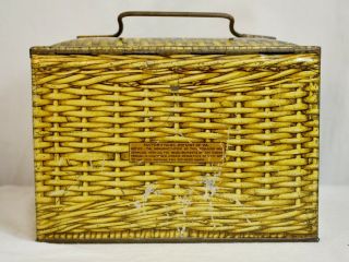 Vintage Patterson ' s Seal Cut Plug Yellow Basketweave Lunchbox Tobacco Tin 3