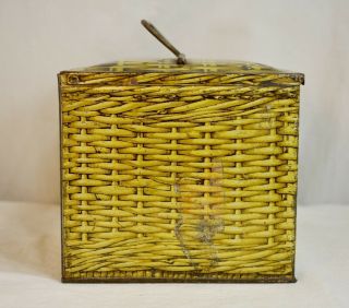 Vintage Patterson ' s Seal Cut Plug Yellow Basketweave Lunchbox Tobacco Tin 5