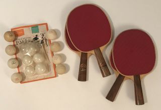Vintage Ping Pong Table Tennis Foremost 5 - Ply Harvard Paddles Sears Windsor Ball