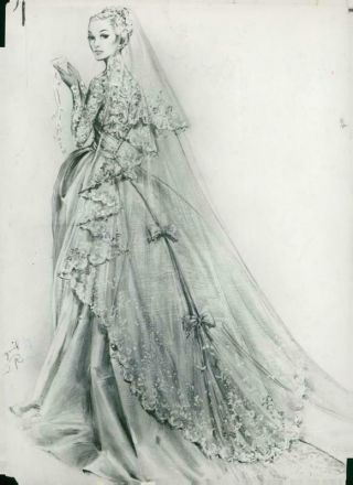 Rainier Iii,  Prince Of Monaco,  Grace Kelly The Wedding Dress - Vintage Photo