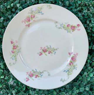 Set/5 VINTAGE Mismatched China Dinner Plates Pink & Blue Floral FLAWED 5