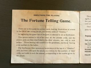 1890 The Fortune Telling Game Parker Bros.  Salem,  Mass Vintage Complete 8