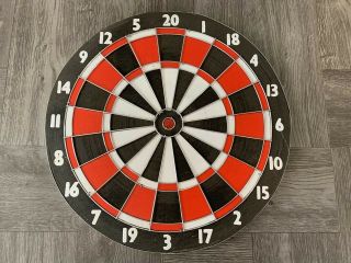 Vintage Dart Board 11.  5” Double Sided Red White Black Green Cabin Man Sport Cave