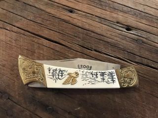 Vintage Pocket Knife Made In Japan Gold Eagle Shield 2