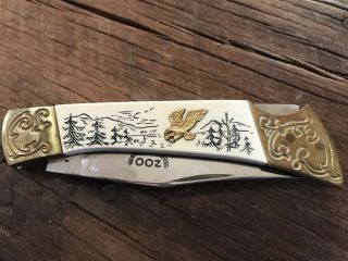 Vintage Pocket Knife Made In Japan Gold Eagle Shield 3