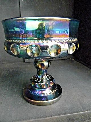 Vintage Indiana Carnival Glass Kings Crown/thumbprint Compote/wedding Bowl