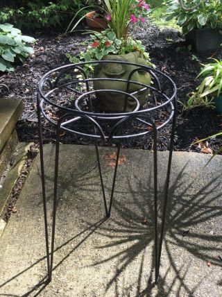 Vintage Black Metal Wire Plant Stand Flower Pot Holder Hair Pin Legs