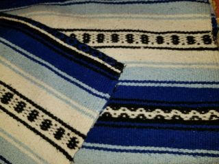 Vintage Hand Woven Mexican Weaving Wool Rug Blanket Wall Hanging Rug 1970 