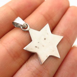 925 Sterling Silver Vintage Mexico Turquoise Inlay Star Of David Judaica Pendant