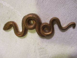 Egyptian Revival Detailed Coiled Snake Vintage Brass Stamping,  Jewelry Component