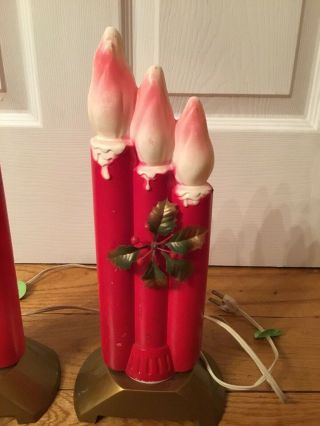 Extremely Rare Candle Blow Molds Pair Antique Vintage Christmas 3