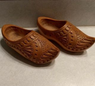 Vintage Holland Dutch Hand Carved Wooden Wedding Clogs Wood Shoes