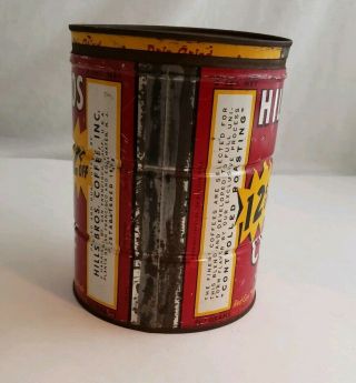 Vintage Coffee Can Tin Hills Bros Coffee San Francisco RARE 12 Cents Advertising 3