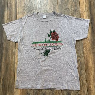 Rare Vintage 80’s Kentucky Derby T - Shirt - Churchill Downs - Rose - Champion Sz Xl