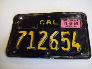 Vtg Black And Gold California Motorcycle Licence Plate - 712654