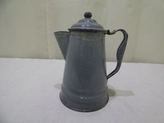 Vintage Graniteware Small Gray Coffee Pot Enamelware