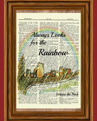 Winnie The Pooh Dictionary Art Print Picture Poster Classic Rainbow Rain Vintage
