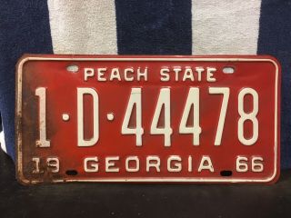Vintage 1966 Georgia License Plate (triple 4’s; 444)