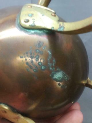 Vintage Antique Old Brass Copper Mission Era Arts & Crafts Modernist Teapot 3