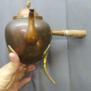 Vintage Antique Old Brass Copper Mission Era Arts & Crafts Modernist Teapot 7