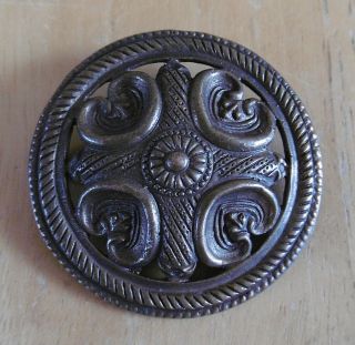 Vintage Finland Bronze Viking Shield Brooch By Kalevala Koru (uk P&p)
