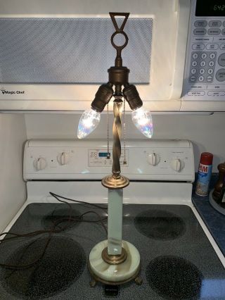 Antique/vintage Uranium Slag Glass - Double Socket - Pull Chain Lamp