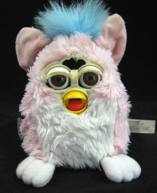 Vtg Furby Babies Pink Blue Hair Tag Model 70 - 940 1999