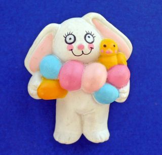 Easter Unlimited Pin Easter Vintage Bunny Rabbit Eggs Chick Holiday Brooch White
