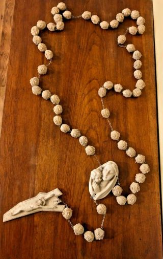Large Vintage Wall Hanging Rosary - Carved Resin Beads - Italy - Stunning - Euc