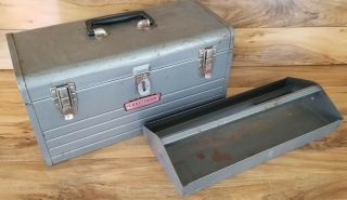 Vintage Crown Logo Craftsman 6500 Metal Tool Box With Removable Tray Caddy