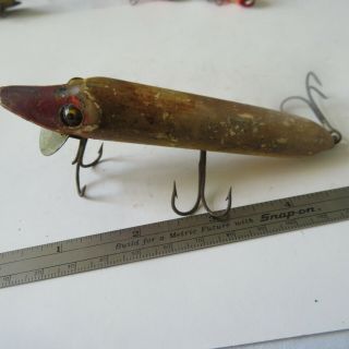 Fishing Lure Vintage 4¼ " Heddon - Dowagiac Vamp Glass Eye L - Rig Hook Hangers