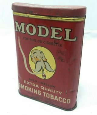 Vintage Model Pipe Cigarette Smoking Tobacco Pocket Tin - Upright Flip Lid