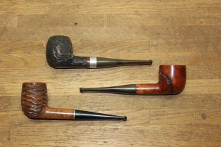 3 Vintage Imported Briar Wood Tabacco Pipes,