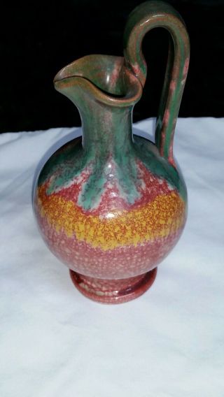 A.  R.  Cole Pottery Nc Rainbow Drip Glaze Vintage 6.  25 " Rebecca Pitcher