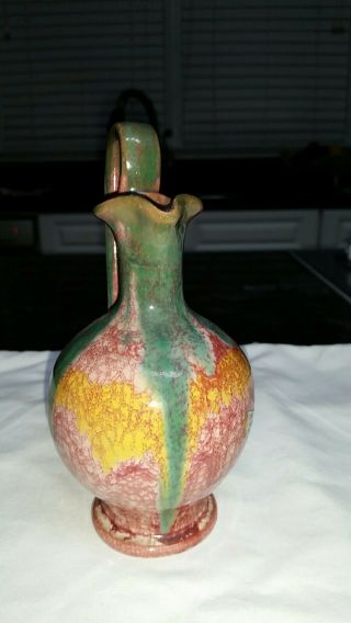 A.  R.  Cole pottery NC rainbow drip glaze vintage 6.  25 