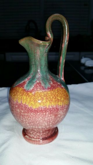 A.  R.  Cole pottery NC rainbow drip glaze vintage 6.  25 