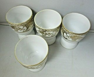4 Vintage Noritake Double Egg Cup Gold Flower Basket Hand Painted 2