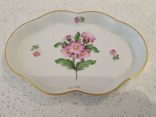 Vintage Herend Floral Pattern Pink & Green Trinket Dish Hand Painted