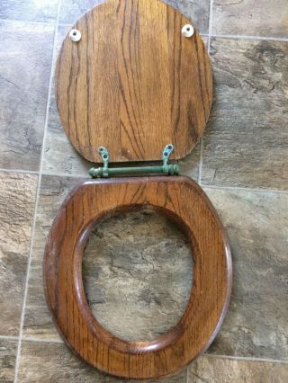 Salvaged Oak Wood Toilet Seat Bathroom Vintage Patina