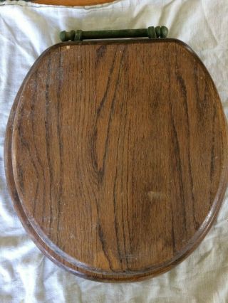 Salvaged Oak Wood Toilet Seat Bathroom Vintage patina 2