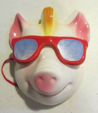 Vintage Pig Mask With Mohawk Ceramic