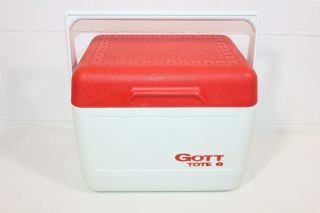 Vintage Gott Tote 6 Lunch Box Beer Cooler Ice Chest Red White Personal